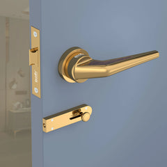 GLOXY Brass Door Lock for Balcony Store Room Door Lock, Mortise Keyless Handle Set with Brass Baby Latch for Home,Office,Hotel | Gold Finish (2 Years Warranty, Pack of 1)