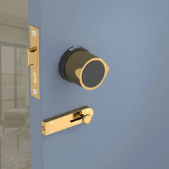 GLOXY Brass Door Lock for Balcony Store Room Door Lock, Mortise Keyless Handle Set with Brass Baby Latch for Home,Office,Hotel | Gold & Black Finish (2 Years Warranty, Pack of 1)