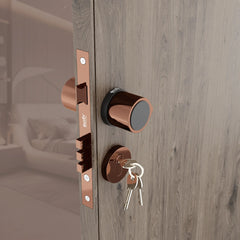 Mortise Door Handles Main Door Lock Handles Set with 3 Keys for Safety of Home | Bedroom, Office, Hotel, Home(Rose Gold)-by GLOXY®