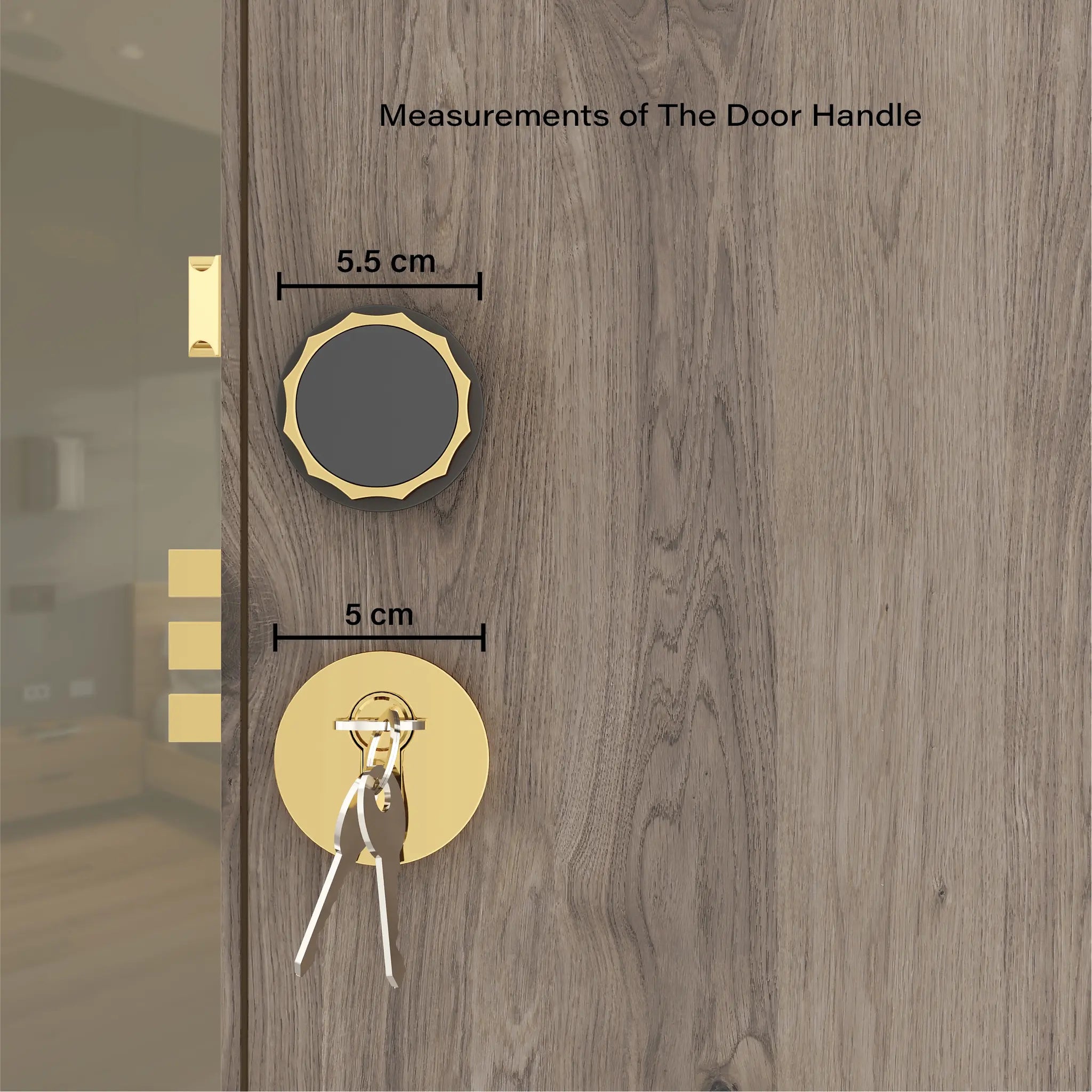Gloxy Monik Series Gold Finish Mortise Main Door key Lock With Round Handle