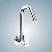 Chrome Finish Swivel Spout Wall Mount Swan Long Neck Faucet Tap Cock for Kitchen, Sink, Wash Basin (Jet+)-by GLOXY®