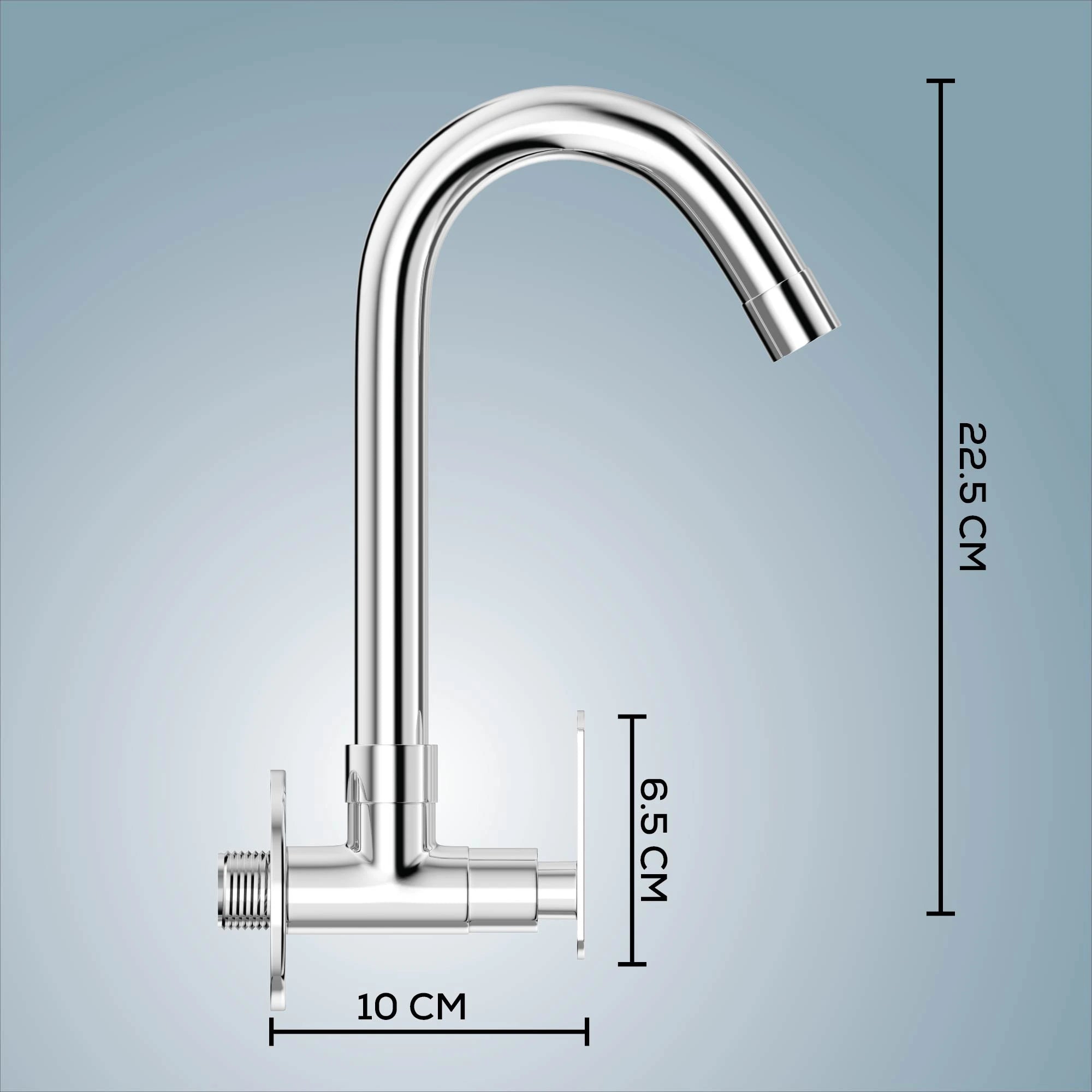 Chrome Finish Swivel Spout Wall Mount Swan Long Neck Faucet Tap Cock for Kitchen, Sink, Wash Basin (Jet+)-by GLOXY®