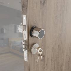 Mortise Door Handles Main Door Lock Handles Set with 3 Keys for Safety of Home | Bedroom, Office, Hotel, Home(Satin Chrome)-by GLOXY®