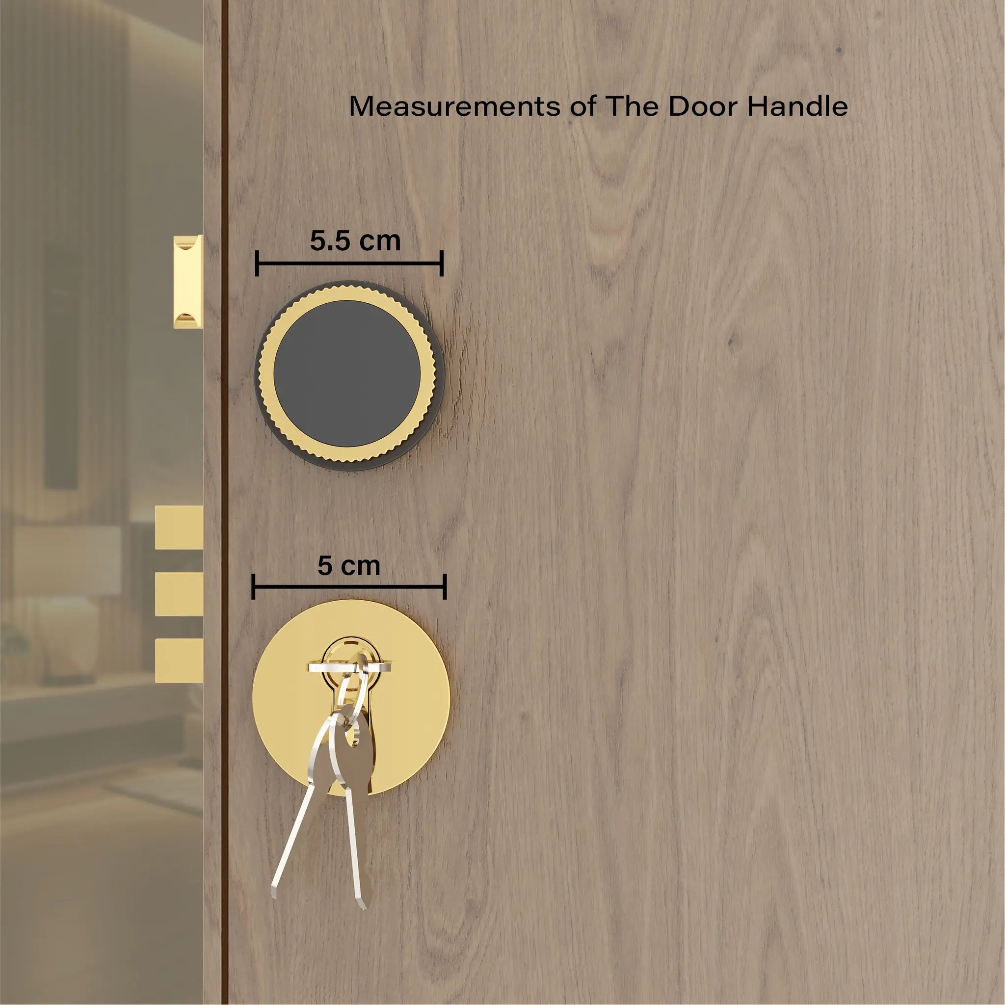 Gloxy Stylor Series Gold Finish Mortise Main Door Key Lock With Round Handle