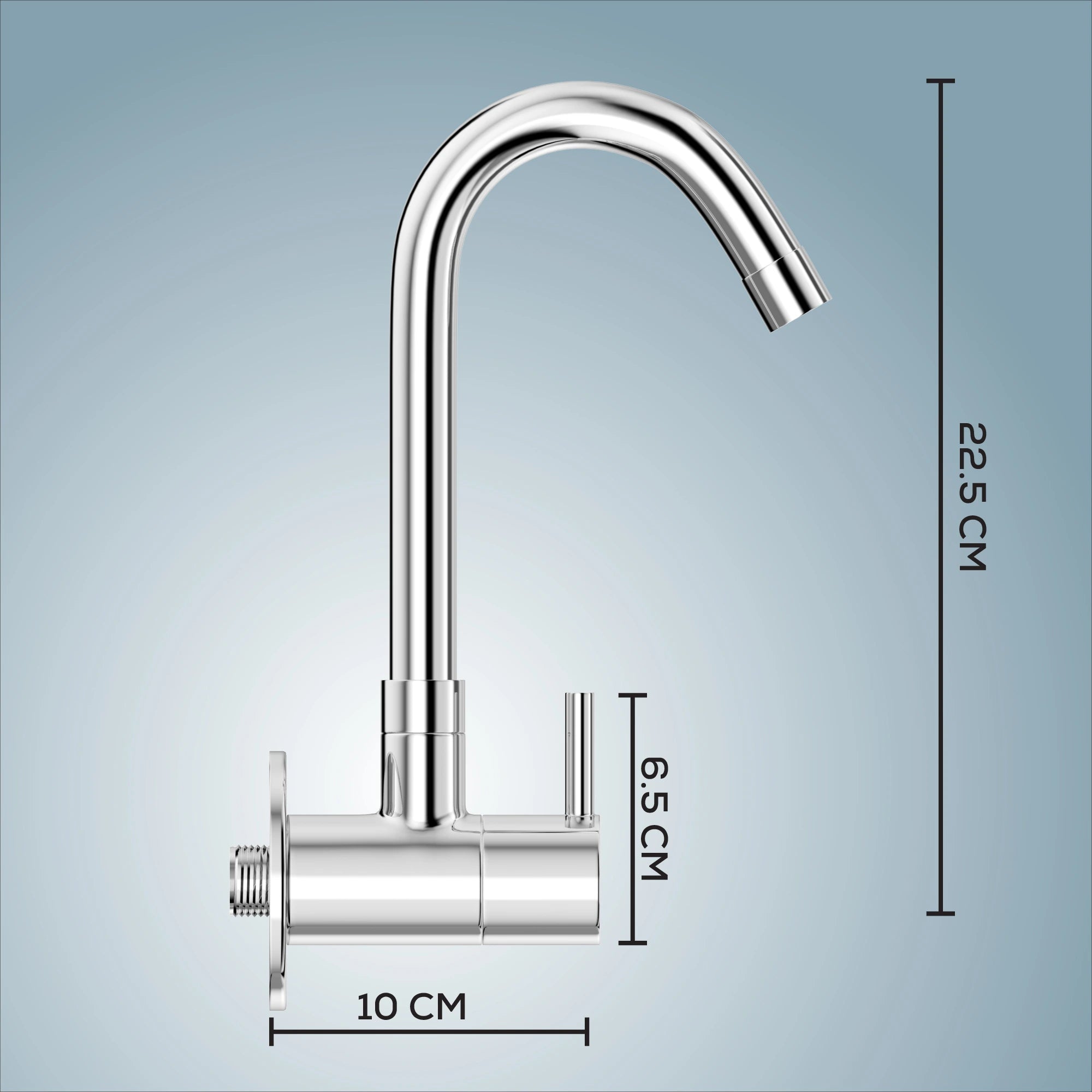Chrome Finish Swivel Spout Wall Mount Brass Swan Long Neck Faucet Tap Cock for Kitchen, Sink, Wash Basin (Royal)-by GLOXY®