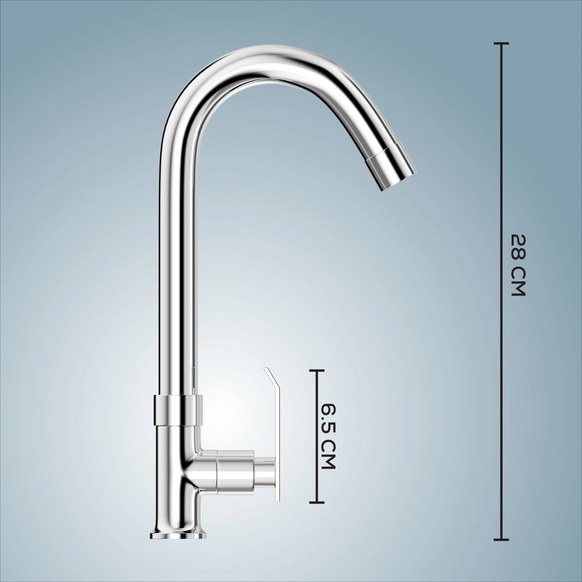 Chrome Finish Swivel Spout Deck Mount Brass Swan Long Neck Faucet Tap Cock for Kitchen, Sink, Wash Basin (Imperial)-by GLOXY®