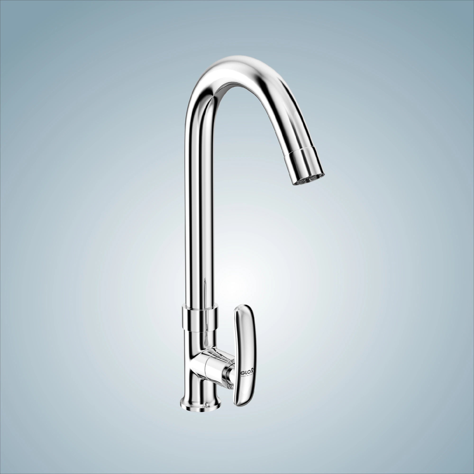 Chrome Finish Deck Mount Brass Swan Neck 360 Degree Swivel Pillar Tap Cock Faucet for Kitchen Sinks and Bathroom (Riva)-by GLOXY®
