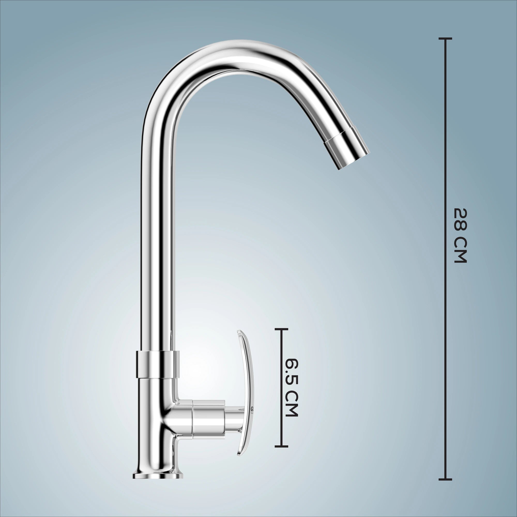 Chrome Finish Deck Mount Brass Swan Neck 360 Degree Swivel Pillar Tap Cock Faucet for Kitchen Sinks and Bathroom (Riva)-by GLOXY®