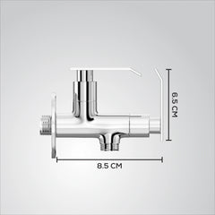 Chrome Finish Angle Valve Two Way Double Handle Faucet for Connecting Washing Machines, Hand Showers , Toilet & Health Faucets (Imperial)-by GLOXY®