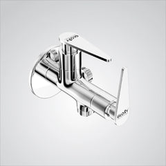 Chrome Finish Angle Valve Two Way Double Handle Faucet/Tap for Connecting Washing Machines, Hand Showers & Health Faucets (Nano)-by GLOXY®