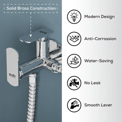 Chrome Finish Angle Valve Two Way Double Handle Faucet/Tap for Connecting Washing Machines | Dishwashers, Hand Showers & Health Faucets (Jet+)-by GLOXY®