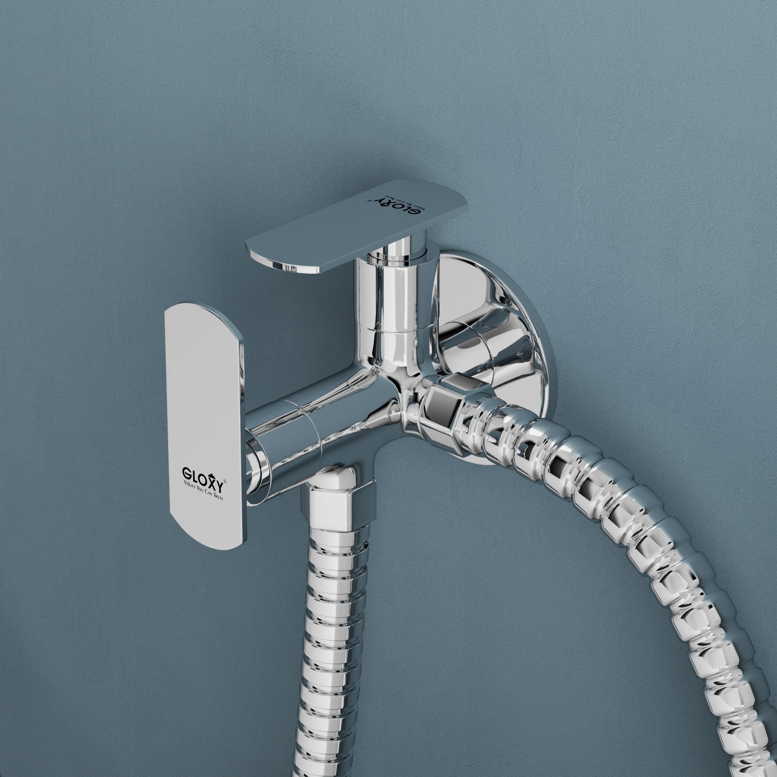 Chrome Finish Angle Valve Two Way Double Handle Faucet/Tap for Connecting Washing Machines | Dishwashers, Hand Showers & Health Faucets (Jet+)-by GLOXY®