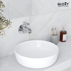 Chrome Finish Wall Mounted Short Body Cock Bib Faucet Tap for Kitchen, Sink, Bathrooms, Washing Areas, Gardens (Imperial)-by GLOXY®