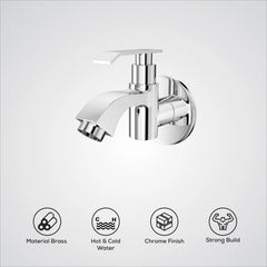 Chrome Finish Wall Mounted Short Body Cock Bib Faucet Tap for Kitchen, Sink, Bathrooms, Washing Areas, Gardens (Imperial)-by GLOXY®
