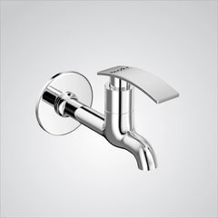 Chrome Finish Brass Wall Mount Short Nose Faucet Water Bib Tap Cock for Bathrooms, Washing Areas, Gardens & Kitchen Sinks (Sky)-by GLOXY®