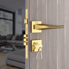 Door Lock Modern Fashion Interior Handle Simple Atmosphere Split Lock for Bedroom & Bathroom(Gold) -by GLOXY®