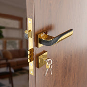 Gloxy Morza Series Gold Finish Mortise Main Door key Lock With Handle