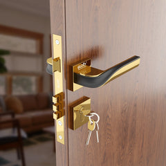 Mortise Door Handles Main Door Lock Handles Set with 3 Keys for Safety of Home | Bedroom, Office, Hotel, Home(Rose Gold)-by GLOXY®