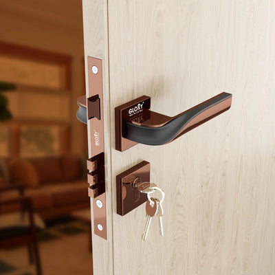 Gloxy Morza Series Rose Gold Finish Mortise Main Door key Lock With Handle