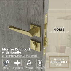 Mortise Door Handles Main Door Lock Handles Set with 3 Keys for Safety of Home | Bedroom, Office, Hotel, Home(Antique)-by GLOXY®