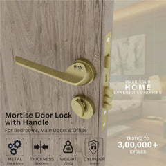 Mortise Door Handles Main Door Lock Handles Set with 3 Keys for Safety of Home | Bedroom, Office, Hotel, Home(Satin Chrome)-by GLOXY®