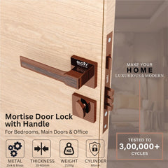 Mortise Door Handles Main Door Lock Handles Set with 3 Keys for Safety of Home | Bedroom, Office, Hotel, Home(Rose Gold)-by GLOXY®