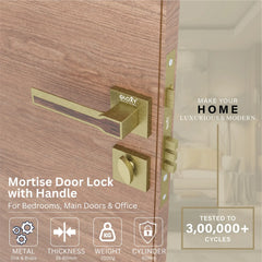 Mortise Door Handles Main Door Lock Handles Set with 3 Keys for Safety of Home | Bedroom, Office, Hotel, Home(Antique)-by GLOXY®