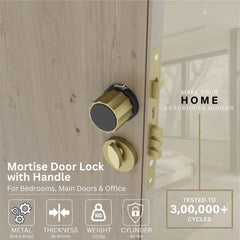 Mortise Door Handles Main Door Lock Handles Set with 3 Keys for Safety of Home | Bedroom, Office, Hotel, Home(Antique)-by GLOXY®