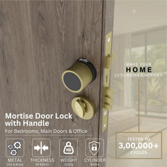 Mortise Door Handles Main Door Lock Handles Set with 3 Keys for Safety of Home | Bedroom, Office, Hotel, Home(Antique)-by GLOXY®