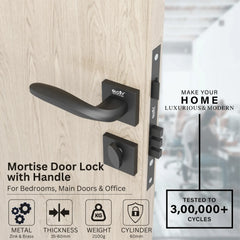 Mortise Door Lock, High-Security Door Lock for Main Door & Bedroom, Durable Handle Set(Black)-by GLOXY®