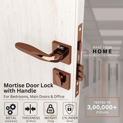 Mortise Door Lock, High-Security Door Lock for Main Door & Bedroom, Durable Handle Set(Rose Gold)-by GLOXY®