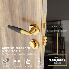 Exclusive Mortise Door Locks for Main Door Lock Handles Set for Home, Bedroom, Hotel, and Office(Gold)-by GLOXY®