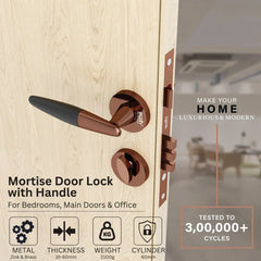 Exclusive Mortise Door Locks for Main Door Lock Handles Set for Home, Bedroom, Hotel, and Office(Rose Gold)-by GLOXY®