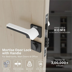 Mortise Door Handles Main Door Lock Handles Set with 3 Keys for Safety of Home | Bedroom, Office, Hotel, Home(Black)-by GLOXY®