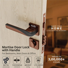 Mortise Door Handles Main Door Lock Handles Set with 3 Keys for Safety of Home | Bedroom, Office, Hotel, Home(Rose Gold)-by GLOXY®