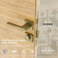Mortise Door Handles Main Door Lock Handles Set with 3 Keys for Safety of Home | Bedroom, Office, Hotel, Home(Antique)-by GLOXY®