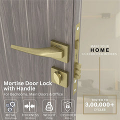 Mortise Door Handles Main Door Lock Handles Set with 3 Keys for Safety of Home | Bedroom, Office, Hotel, Home(Antique)-by GLOXY®