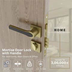 Mortise Door Handles Main Door Lock Handles Set with 3 Keys for Safety of Home | Bedroom, Office, Hotel, Home(Antique)-by GLOXY®