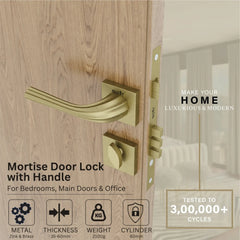 Mortise Door Handles Main Door Lock Handles Set with 3 Keys for Safety of Home | Bedroom, Office, Hotel, Home(Antique)-by GLOXY®