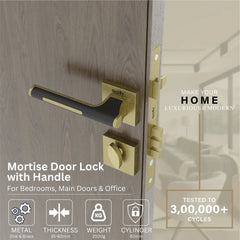 Mortise Door Handles Main Door Lock Handles Set with 3 Keys for Safety of Home | Bedroom, Office, Hotel, Home(Rose Gold)-by GLOXY®