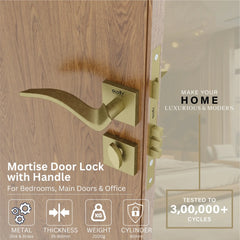 Mortise Door Handles Main Door Lock Handles Set with 3 Keys for Safety of Home | Bedroom, Office, Hotel, Home(Antique)-by GLOXY®