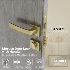 Mortise Door Handles Main Door Lock Handles Set with 3 Keys for Safety of Home | Bedroom, Office, Hotel, Home(Antique)-by GLOXY®