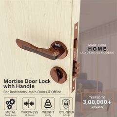 Mortise Door Handles Main Door Lock Handles Set with 3 Keys for Safety of Home | Bedroom, Office, Hotel, Home(Rose Gold)-by GLOXY®