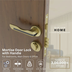 Mortise Door Handles Main Door Lock Handles Set with 3 Keys for Safety of Home | Bedroom, Office, Hotel, Home(Antique)-by GLOXY®