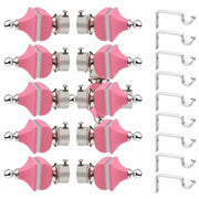 Gloxy Singhada Shape Stainless Steel & ABS Curtain Rod Finials with Support– Pink 5 Pair