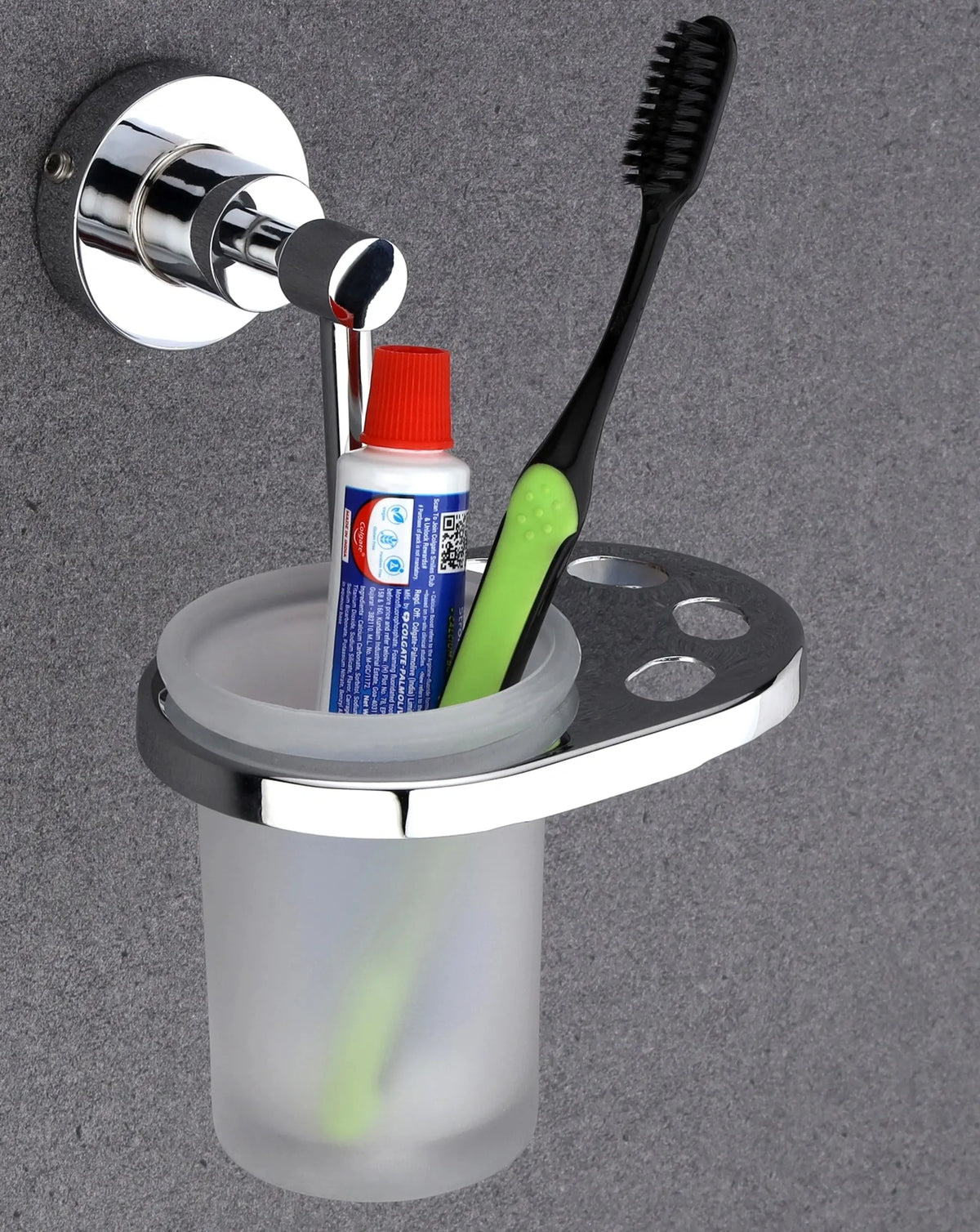 Round Shape Stainless Steel SS304 Toothbrush Holder (Silver)-by GLOXY®