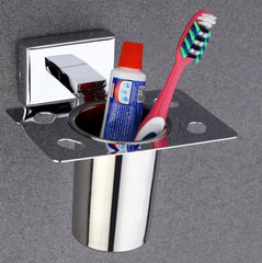 Square Shape Stainless Steel Silver Toothbrush Holder