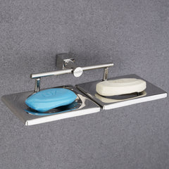 Square Shape Stainless Steel Silver Double Soap Holder
