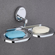 Gloxy Oval Shape Stainless Steel 202 Grade Chrome Finish Double Soap Holder