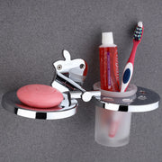 Gloxy Apple Shape Stainless Steel 304 Grade Chrome Finish Single Soap Holder With Glass Tumbler Holder
